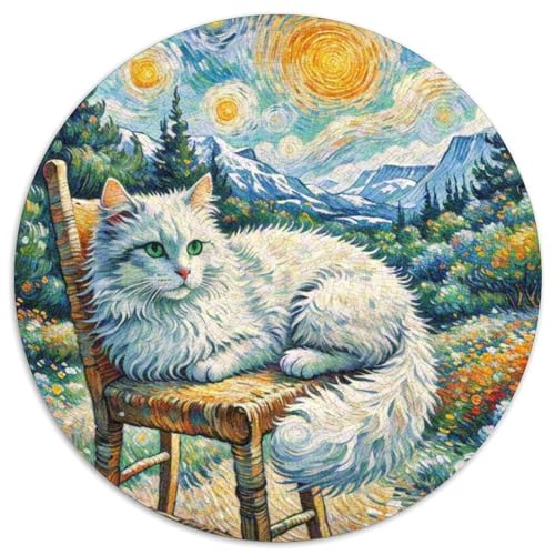 Waldkatze 1000 Teile Puzzle Pet Katze Rundes Puzzle Für Erwachsene Und Kinder Pädagogisches Für Erwachsene Kinder Buntes Tier Stressabbau-Spielzeug 1000pcs (67.5x67.5cm) von OJASDBDJE