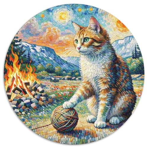 Waldkatze Mit 1000 Teilen Puzzle Pet Katze Circular Puzzle Für Erwachsene Und Kinder Pädagogisches Für Erwachsene Kinder Buntes Tier Geschenke 1000pcs (67.5x67.5cm) von OJASDBDJE