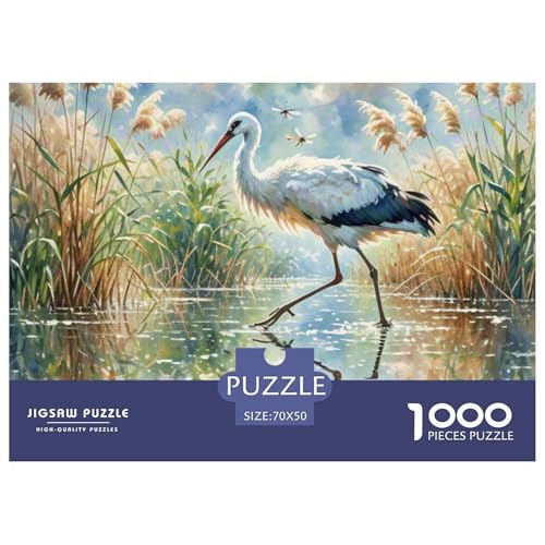 Weißer Storch 1000 Teile Puzzle Vogel Für Die Ganze Familie Herausforderung Detailreich Spaß Lernspiel 70x50cm/1000pcs von OJASDBDJE