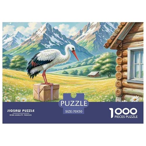 Weißer Storch 1000 Teile Puzzle Vogel Geschenke Für Frauen/Männer Herausforderung Detailreich Spielzeug Lernspiel 70x50cm/1000pcs von OJASDBDJE