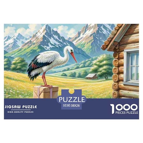 Weißer Storch 1000 Teile Puzzle Vogel Geschenke Für Frauen/Männer Herausforderung Premium-Qualität Spielzeug Lernspiel 38x26cm/1000pcs von OJASDBDJE