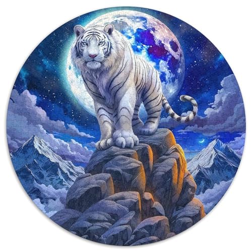 Weißer Tiger 1000 Teile Puzzle Rundes Puzzle Für Erwachsene Und Kinder Pädagogisches Für Erwachsene Kinder Buntes Tier Geschenke 1000pcs (67.5x67.5cm) von OJASDBDJE