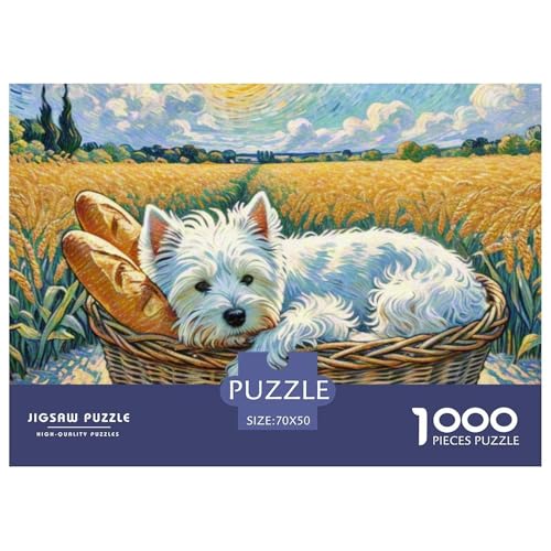 Westie 1000 Teile Puzzle Haustier Hund Für Die Ganze Familie Entspannend Premium-Qualität Spielzeug Lernspiel 70x50cm/1000pcs von OJASDBDJE