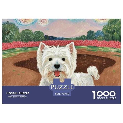 Westie 1000 Teile Puzzle Haustier Hund Für Die Ganze Familie Entspannend Premium-Qualität Spielzeug Lernspiel 70x50cm/1000pcs von OJASDBDJE