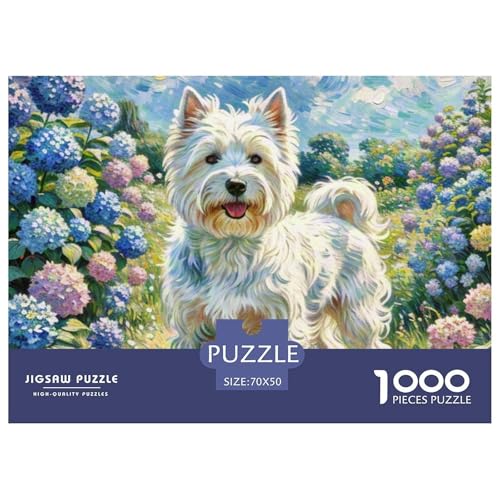 Westie 1000 Teile Puzzle Haustier Hund Für Die Ganze Familie Herausforderung Detailreich Spielzeug Pädagogisches Spiel 70x50cm/1000pcs von OJASDBDJE