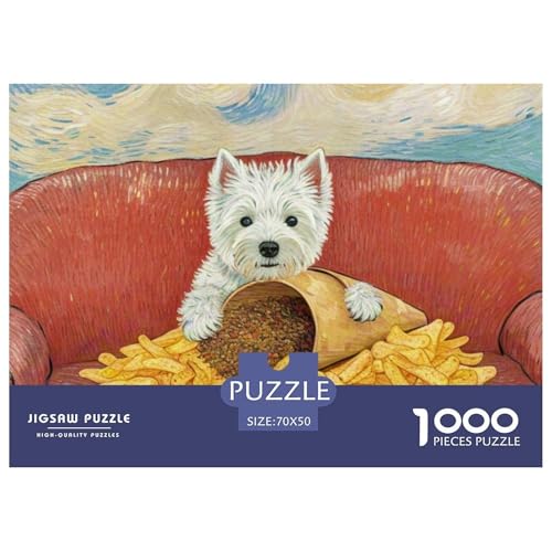 Westie 1000 Teile Puzzle Haustier Hund Für Die Ganze Familie Herausforderung Premium-Qualität Spielzeug Pädagogisches Spiel 70x50cm/1000pcs von OJASDBDJE