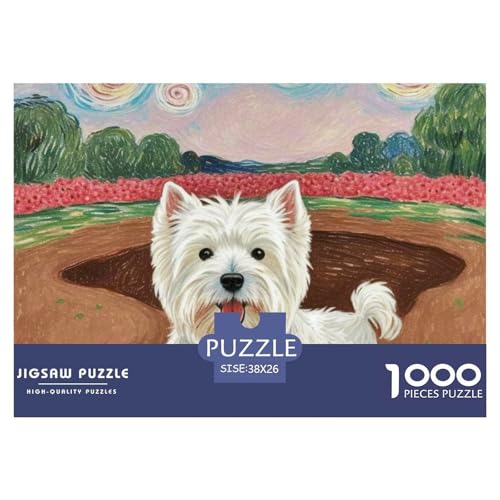 Westie 1000 Teile Puzzle Haustier Hund Für Kinder Ab 12 Jahren Herausforderung Detailreich Spaß Lernspiel 38x26cm/1000pcs von OJASDBDJE