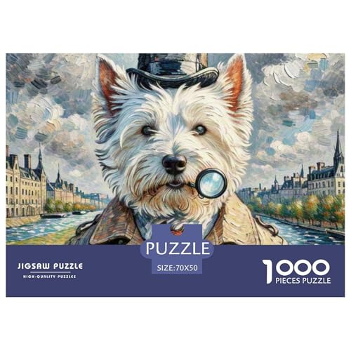 Westie 1000 Teile Puzzle Haustier Hund Für Kinder Ab 12 Jahren Herausforderung Detailreich Spaß Lernspiel 70x50cm/1000pcs von OJASDBDJE