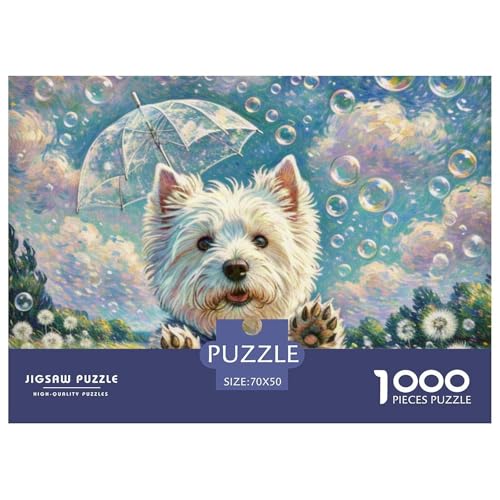 Westie 1000 Teile Puzzle Haustier Hund Geschenke Für Frauen/Männer Herausforderung Detailreich Spielzeug Lernspiel 70x50cm/1000pcs von OJASDBDJE