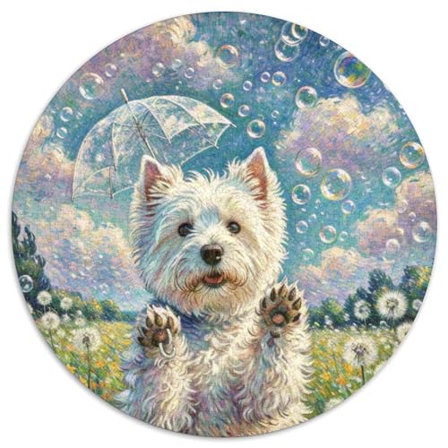 Westie 1000 Teile Puzzle Haustier Hund Rund Puzzle Für Erwachsene Und Kinder Pädagogisches Für Erwachsene Kinder Buntes Tier Geschenke 1000pcs (67.5x67.5cm) von OJASDBDJE
