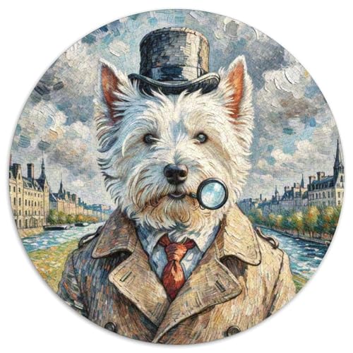 Westie 1000 Teile Puzzles Haustier Hund Circular Puzzles Geeignet Ab 12 Jahren Pädagogisches Für Erwachsene Kinder Buntes Tier Stressabbau-Spielzeug 1000pcs (67.5x67.5cm) von OJASDBDJE