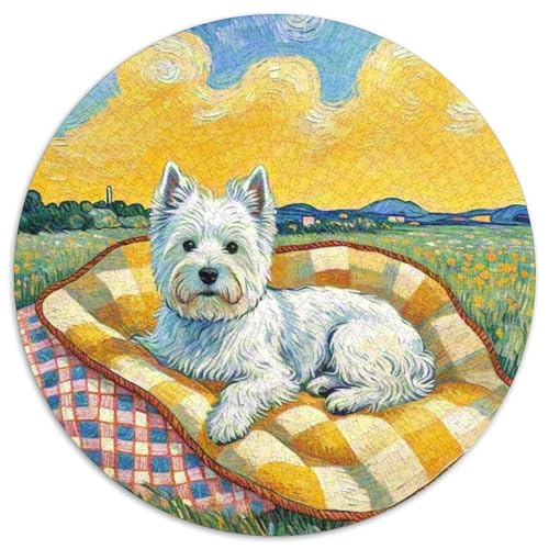 Westie 1000 Teile Puzzles Haustier Hund Rund Puzzle Geeignet Ab 12 Jahren Pädagogisches Für Erwachsene Kinder Buntes Tier Geschenke 1000pcs (67.5x67.5cm) von OJASDBDJE