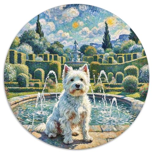 Westie 1000 Teile Puzzles Haustier Hund Rundes Puzzle Für Erwachsene Und Kinder Pädagogisches Für Erwachsene Kinder Buntes Tier Geschenke 1000pcs (67.5x67.5cm) von OJASDBDJE