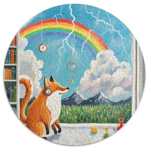 Wetterprophet Fox 1000 Teile Puzzle Magische Fantasie Rundes Puzzle Geeignet Ab 12 Jahren Pädagogisches Für Erwachsene Kinder Buntes Tier Stressabbau-Spielzeug 1000pcs (67.5x67.5cm) von OJASDBDJE