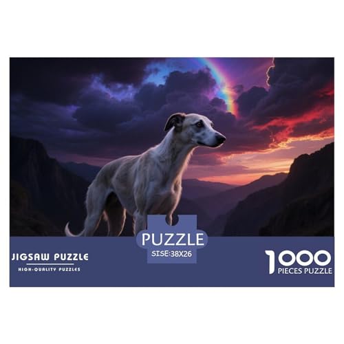 Whippet 1000 Teile Puzzle Haustier Hund Geschenke Für Frauen/Männer Herausforderung Premium-Qualität Spielzeug Lernspiel 38x26cm/1000pcs von OJASDBDJE