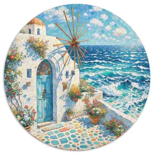 Windmühle 1000 Teile Puzzle Architektur Circular Puzzle Geeignet Ab 12 Jahren Pädagogisches Für Erwachsene Kinder Buntes Tier Stressabbau-Spielzeug 1000pcs (67.5x67.5cm) von OJASDBDJE