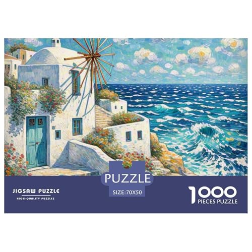 Windmühle 1000 Teile Puzzle Architektur Geschenke Für Frauen/Männer Herausforderung Detailreich Spielzeug Lernspiel 70x50cm/1000pcs von OJASDBDJE