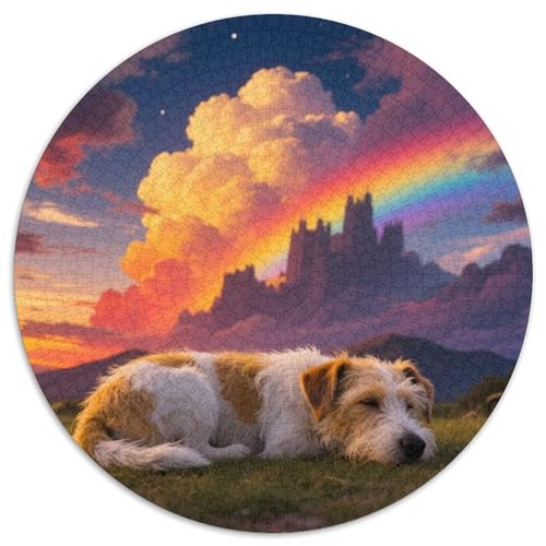 Wire Fox Terrier 1000 Teile Puzzle Haustier Hund Runde Kreispuzzles Für Erwachsene Und Kinder Pädagogisches Für Erwachsene Kinder Buntes Tier Stressabbau-Spielzeug 1000pcs (67.5x67.5cm) von OJASDBDJE