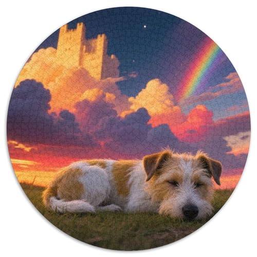 Wire Fox Terrier 1000 Teile Puzzles Haustier Hund Rund Puzzle Geeignet Ab 12 Jahren Pädagogisches Für Erwachsene Kinder Buntes Tier Stressabbau-Spielzeug 1000pcs (67.5x67.5cm) von OJASDBDJE