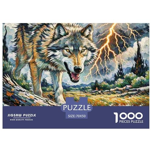 Wolf 1000 Teile Puzzle Tiere Für Die Ganze Familie Herausforderung Premium-Qualität Spaß Pädagogisches Spiel 70x50cm/1000pcs von OJASDBDJE