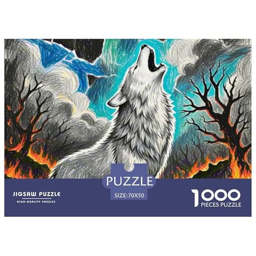 Wolf 1000 Teile Puzzle Tiere Für Kinder Ab 12 Jahren Herausforderung Premium-Qualität Spaß Lernspiel 70x50cm/1000pcs von OJASDBDJE