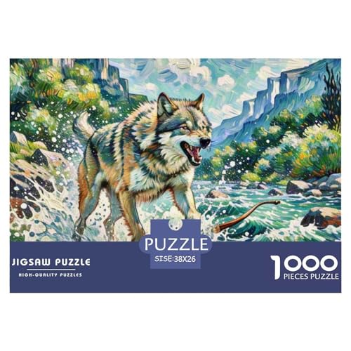 Wolf 1000 Teile Puzzle Tiere Geschenke Für Frauen/Männer Herausforderung Detailreich Spielzeug Lernspiel 38x26cm/1000pcs von OJASDBDJE