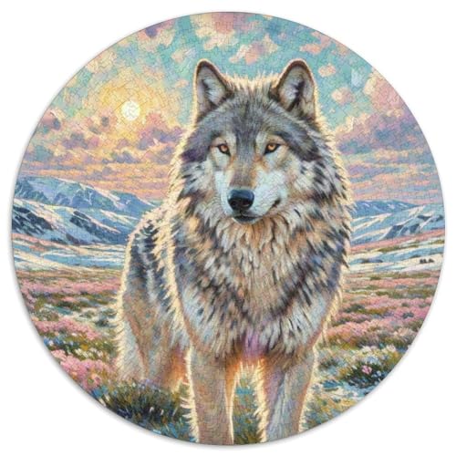 Wolf 1000 Teile Puzzle Tiere Rund Puzzle Für Erwachsene Und Kinder Pädagogisches Für Erwachsene Kinder Buntes Tier Stressabbau-Spielzeug 1000pcs (67.5x67.5cm) von OJASDBDJE