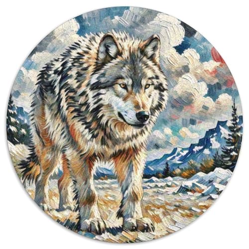 Wolf Mit 1000 Teilen Puzzle Tiere Runde Kreispuzzles Geeignet Ab 12 Jahren Pädagogisches Für Erwachsene Kinder Buntes Tier Geschenke 1000pcs (67.5x67.5cm) von OJASDBDJE