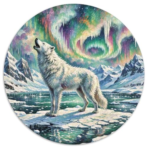 Wolf Mit 1000 Teilen Puzzle Tiere Runde Kreispuzzles Geeignet Ab 12 Jahren Pädagogisches Für Erwachsene Kinder Buntes Tier Stressabbau-Spielzeug 1000pcs (67.5x67.5cm) von OJASDBDJE
