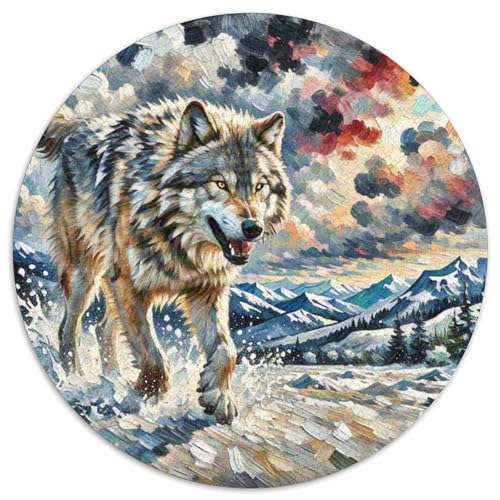 Wolf Mit 1000 Teilen Puzzles Tiere Rund Puzzle Geeignet Ab 12 Jahren Pädagogisches Für Erwachsene Kinder Buntes Tier Geschenke 1000pcs (67.5x67.5cm) von OJASDBDJE