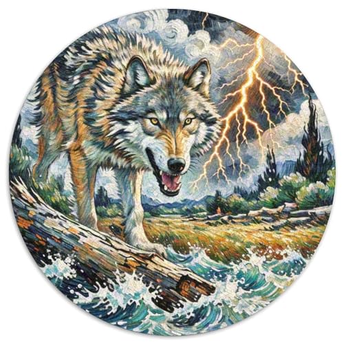 Wolf Mit 1000 Teilen Puzzles Tiere Rundes Puzzle Geeignet Ab 12 Jahren Pädagogisches Für Erwachsene Kinder Buntes Tier Geschenke 1000pcs (67.5x67.5cm) von OJASDBDJE