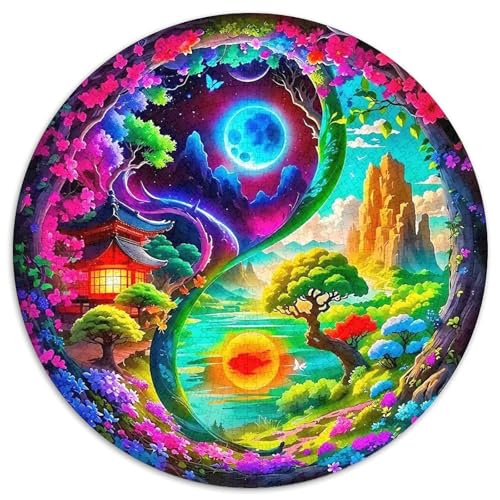 Yin-Yang 1000 Teile Puzzle Rundes Puzzle Für Erwachsene Und Kinder Pädagogisches Für Erwachsene Kinder Buntes Tier Geschenke 1000pcs (67.5x67.5cm) von OJASDBDJE