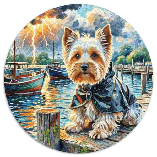 Yorkshire Terrier 1000 Teile Puzzles Tierhund Circular Puzzles Geeignet Ab 12 Jahren Pädagogisches Für Erwachsene Kinder Buntes Tier Stressabbau-Spielzeug 1000pcs (67.5x67.5cm) von OJASDBDJE