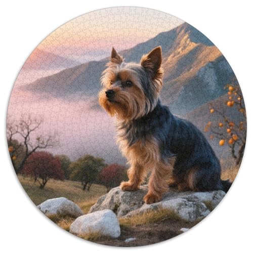 Yorkshire Terrier Mit 1000 Teilen Puzzles Haustier Hund Circular Puzzle Für Erwachsene Und Kinder Pädagogisches Für Erwachsene Kinder Buntes Tier Stressabbau-Spielzeug 1000pcs (67.5x67.5cm) von OJASDBDJE