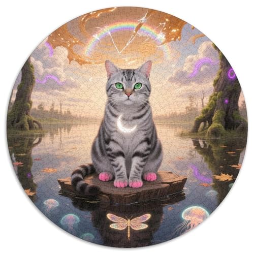 amerikanische Shorthair 1000 Teile Puzzle Pet Katze Circular Puzzles Geeignet Ab 12 Jahren Pädagogisches Für Erwachsene Kinder Buntes Tier Geschenke 1000pcs (67.5x67.5cm) von OJASDBDJE