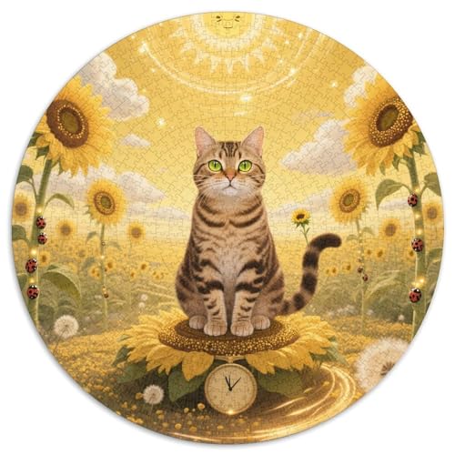 amerikanische Shorthair Mit 1000 Teilen Puzzles Pet Katze Rund Puzzle Für Erwachsene Und Kinder Pädagogisches Für Erwachsene Kinder Buntes Tier Geschenke 1000pcs (67.5x67.5cm) von OJASDBDJE