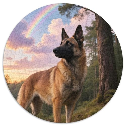 belgischer Malinois 1000 Teile Puzzle Haustier Hund Circular Puzzle Geeignet Ab 12 Jahren Pädagogisches Für Erwachsene Kinder Buntes Tier Geschenke 1000pcs (67.5x67.5cm) von OJASDBDJE