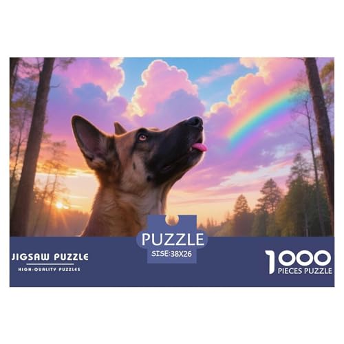 belgischer Malinois 1000 Teile Puzzle Haustier Hund Geschenke Für Frauen/Männer Entspannend Detailreich Spielzeug Lernspiel 38x26cm/1000pcs von OJASDBDJE