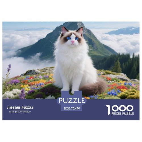 birmanischen 1000 Teile Puzzle Pet Katze Für Die Ganze Familie Entspannend Detailreich Spielzeug Lernspiel 70x50cm/1000pcs von OJASDBDJE