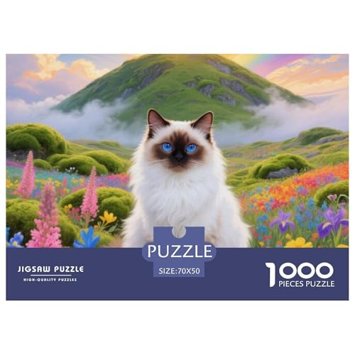 birmanischen 1000 Teile Puzzle Pet Katze Für Die Ganze Familie Herausforderung Detailreich Spielzeug Pädagogisches Spiel 70x50cm/1000pcs von OJASDBDJE