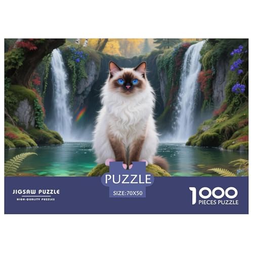 birmanischen 1000 Teile Puzzle Pet Katze Für Die Ganze Familie Herausforderung Premium-Qualität Spielzeug Lernspiel 70x50cm/1000pcs von OJASDBDJE