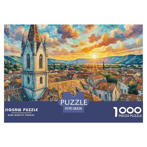 gotische Kirche 1000 Teile Puzzle Architektur Für Die Ganze Familie Herausforderung Premium-Qualität Spielzeug Pädagogisches Spiel 38x26cm/1000pcs von OJASDBDJE