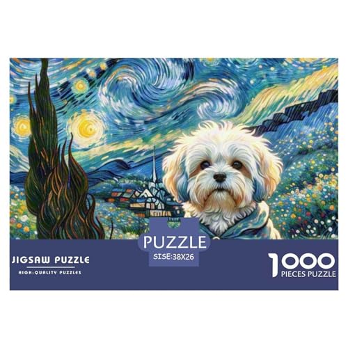 maltesisch 1000 Teile Puzzle Haustier Hund Für Die Ganze Familie Entspannend Premium-Qualität Spielzeug Lernspiel 38x26cm/1000pcs von OJASDBDJE