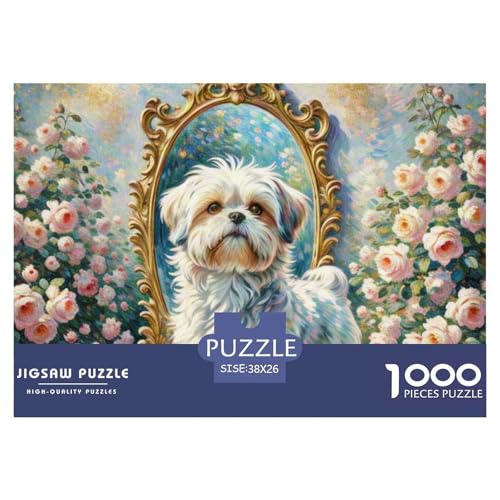maltesisch 1000 Teile Puzzle Haustier Hund Für Kinder Ab 12 Jahren Entspannend Detailreich Spielzeug Lernspiel 38x26cm/1000pcs von OJASDBDJE