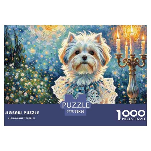 maltesisch 1000 Teile Puzzle Haustier Hund Für Kinder Ab 12 Jahren Entspannend Detailreich Spielzeug Lernspiel 38x26cm/1000pcs von OJASDBDJE