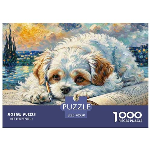maltesisch 1000 Teile Puzzle Haustier Hund Für Kinder Ab 12 Jahren Herausforderung Detailreich Spaß Lernspiel 70x50cm/1000pcs von OJASDBDJE