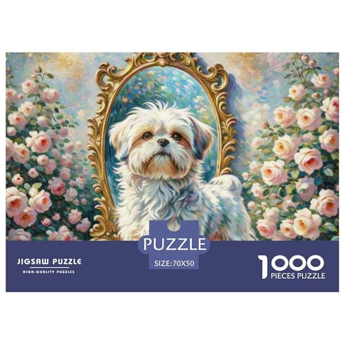 maltesisch 1000 Teile Puzzle Haustier Hund Geschenke Für Frauen/Männer Entspannend Detailreich Spaß Pädagogisches Spiel 70x50cm/1000pcs von OJASDBDJE