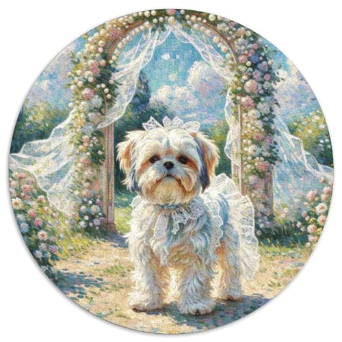 maltesisch 1000 Teile Puzzles Haustier Hund Runde Kreispuzzles Für Erwachsene Und Kinder Pädagogisches Für Erwachsene Kinder Buntes Tier Geschenke 1000pcs (67.5x67.5cm) von OJASDBDJE
