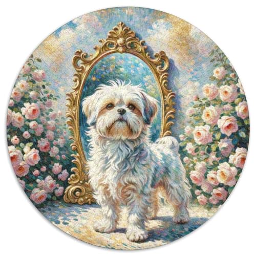 maltesisch Mit 1000 Teilen Puzzle Haustier Hund Runde Kreispuzzles Für Erwachsene Und Kinder Pädagogisches Für Erwachsene Kinder Buntes Tier Geschenke 1000pcs (67.5x67.5cm) von OJASDBDJE