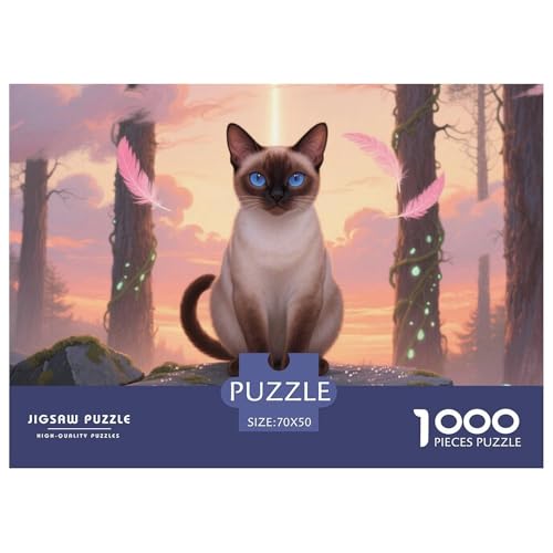 siamischen 1000 Teile Puzzle Pet Katze Für Die Ganze Familie Entspannend Detailreich Spaß Pädagogisches Spiel 70x50cm/1000pcs von OJASDBDJE